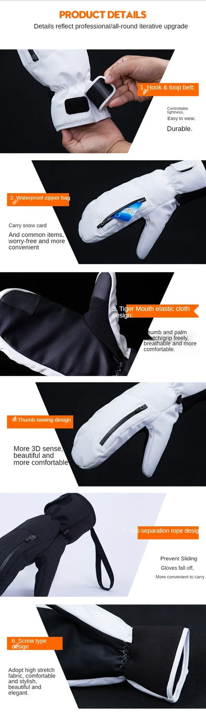 New 2025 Men Women Winter Touch Screen Waterproof Windproof Thermal Thick Snowboarding Snow Gloves Snowmobile Skiing Mittens