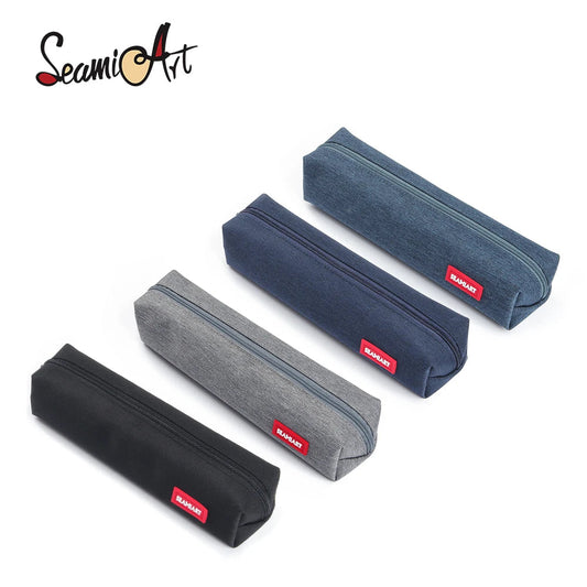 SeamiArt 1pc Small Solid Color Simple Zipper Kawai Pencil Case Mini Pen Bags Papeleria Stationery for School Office Suppliers ALPENZO
