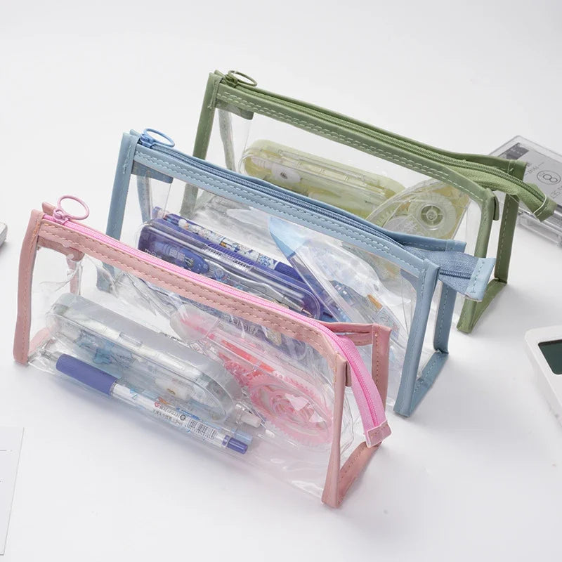 Transparent Pencil Case Kawaii Pen Large Capacity Bag Cosmetic Bag Back to School Supplies for Girls Kids Stationery Items Gifts ALPENZO