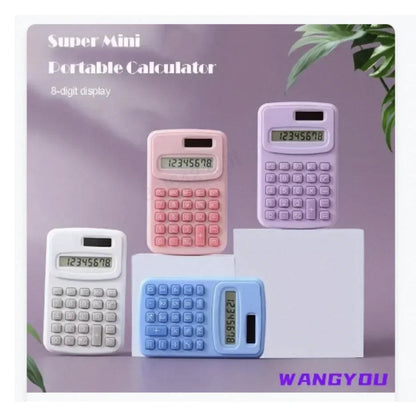 Small Solar Calculator Portable Calculator Cute 8 Digits LCD Electronic Calculator Home Office Primary School Teaching Supplies ALPENZO