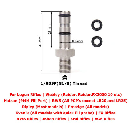 Air Filling Probe for FX Hatsan,BSA,Webley,SMK Artemis,Cricket,WEIHRAUCH,Walther Rotex R8 and RM8,Brocock, PR900
