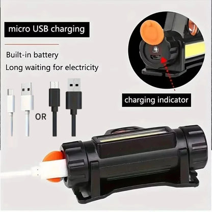 Rechargeable COB LED USB Headlamp Strong Magnetic Powerful Headlight Super Bright Waterproof Head Torch For Outdoor Fishing