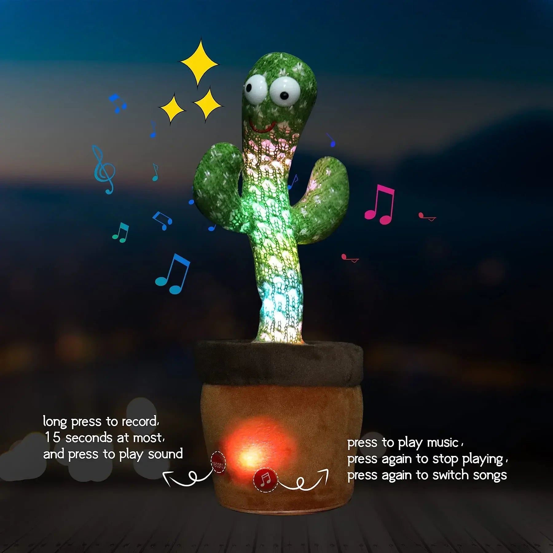 1pc Electronic Plush Toy Home Decoration for Children Xmas Gifts Dancing Talking Cactus Toys for Baby Boys and Girls ALPENZO