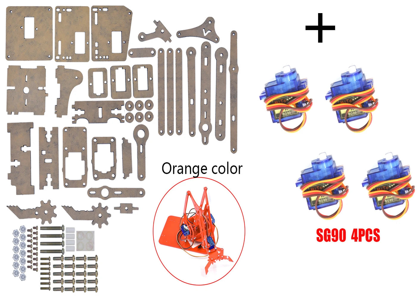 SG90 MG90S 4 Dof Unassembly Acrylic Mechanical Robot Manipulator Claw Kit For Arduino Robot Arm STEAM Kit Programming Robot Arm ALPENZO
