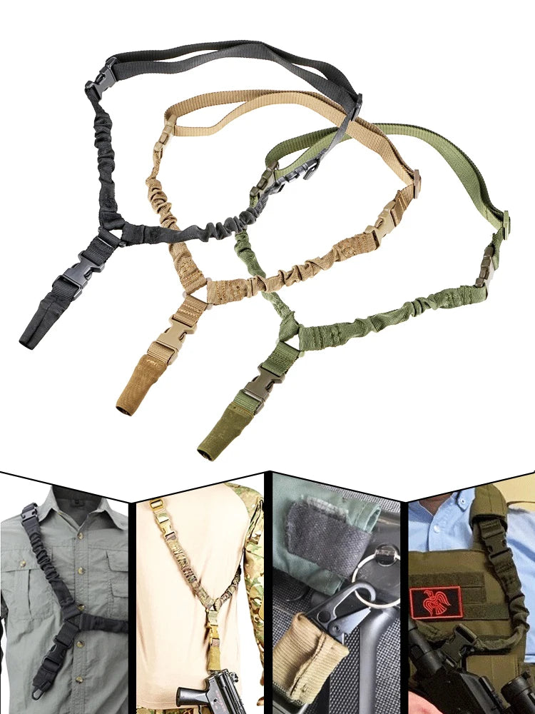 Tactical Gun Single Point Sling Adjustable Bungee Rifle Shoulder strap length for Airsoft Hunting Accessories Strap M4 with pad