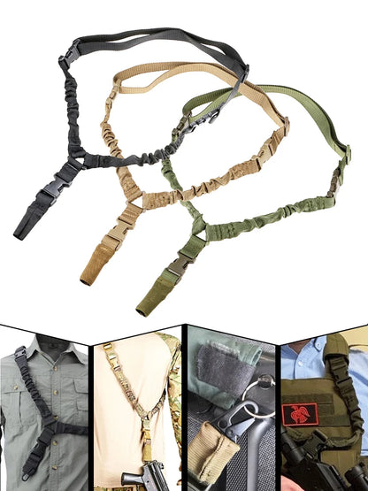 Tactical Gun Single Point Sling Adjustable Bungee Rifle Shoulder strap length for Airsoft Hunting Accessories Strap M4 with pad