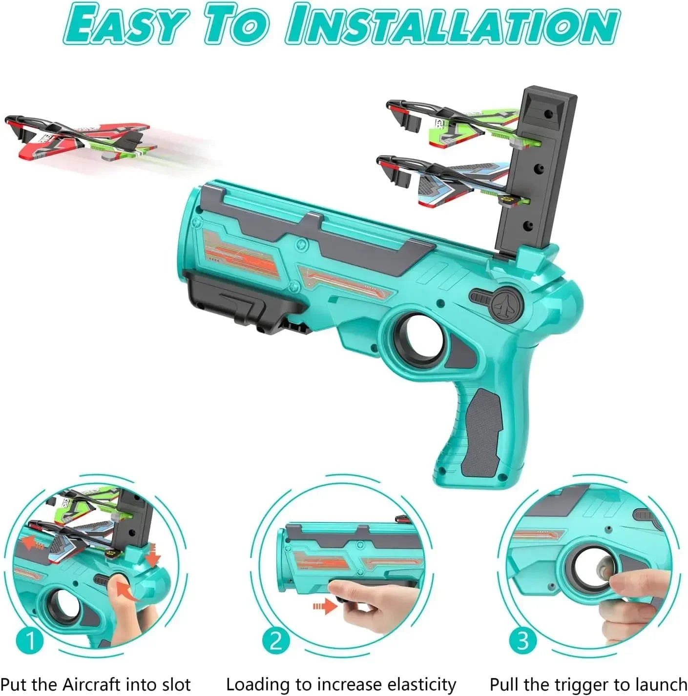 Shooting Air Airplane Launcher Bubble Catapult Plastic Airplane Toy Shooting Game Outdoor Sport Toy for Kids Plane Catapult Gun ALPENZO