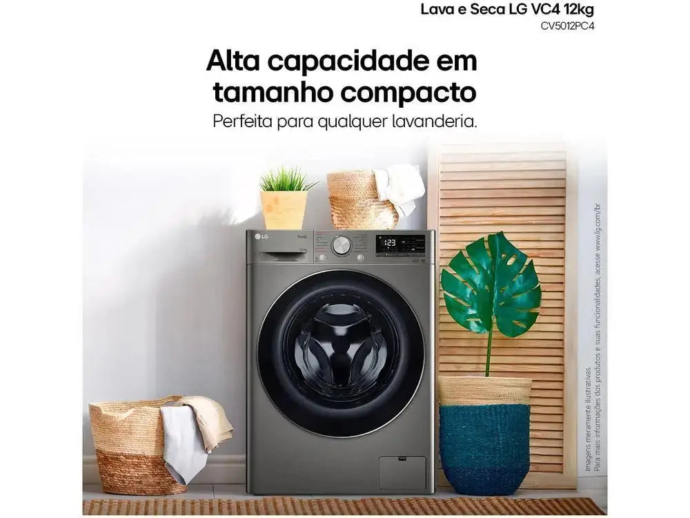 LG 12kg Smart VC4 CV5012PC4 with Artificial Intelligence Hot and Cold Water Silver-220V - ALPENZO