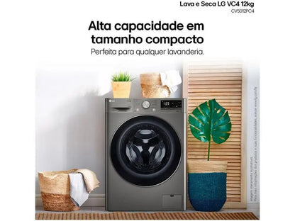 LG 12kg Smart VC4 CV5012PC4 with Artificial Intelligence Hot and Cold Water Silver-220V - ALPENZO