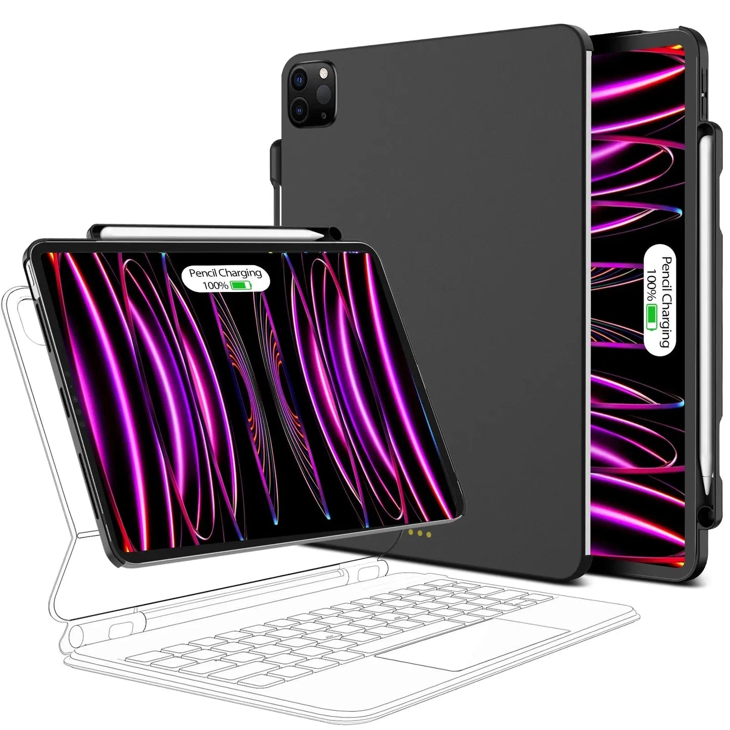 Magnetic Case for iPad Pro 11 2024 Air 4 5 iPad Pro 13 M4 12.9 6th 5th 4th 3rd Gen Magic Keyboard Compatible Case Pencil Holder - ALPENZO
