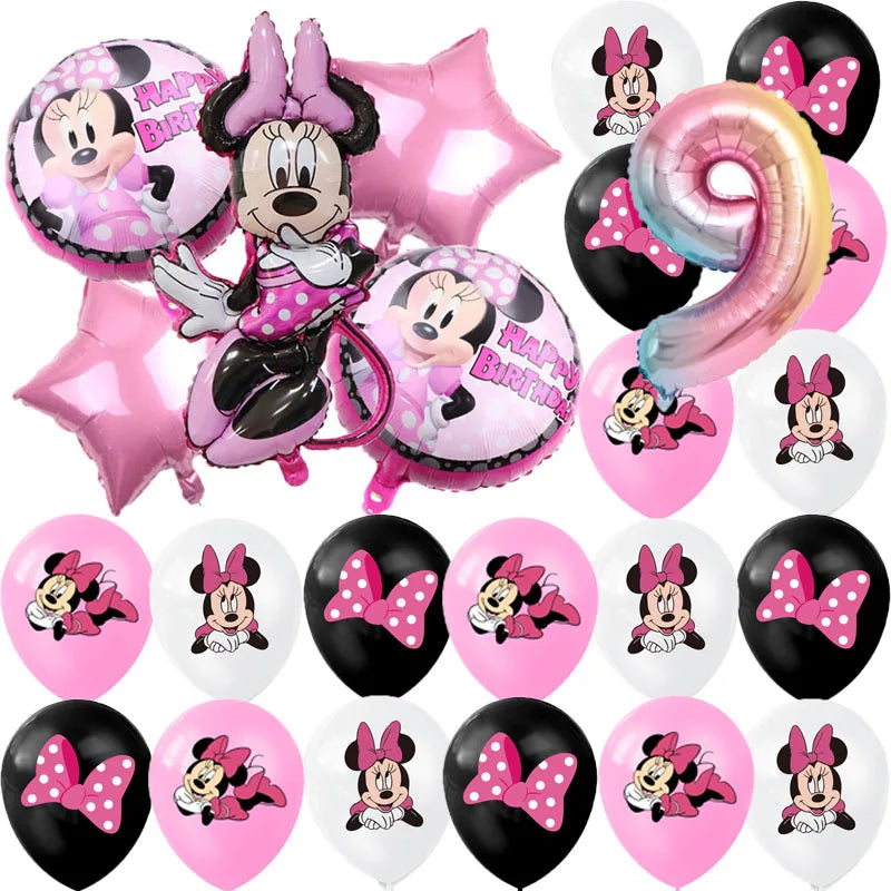 Minnie Mouse Party Decoration Disposable Tableware Minnie Cup Plate Balloon For Girls Baby Bath Birthday Party Supplies ALPENZO