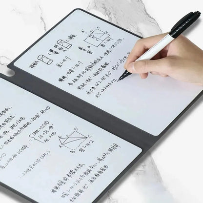 1 Pcs Reusable Whiteboard Notebook Set With Whiteboard Pen Erasing Cloth Leather Memo Pad Weekly Planner Portable Stylish Office ALPENZO