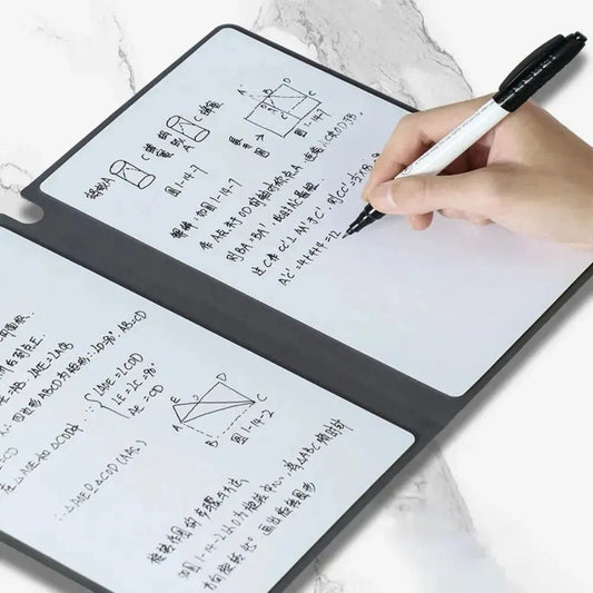 1 Pcs Reusable Whiteboard Notebook Set With Whiteboard Pen Erasing Cloth Leather Memo Pad Weekly Planner Portable Stylish Office ALPENZO