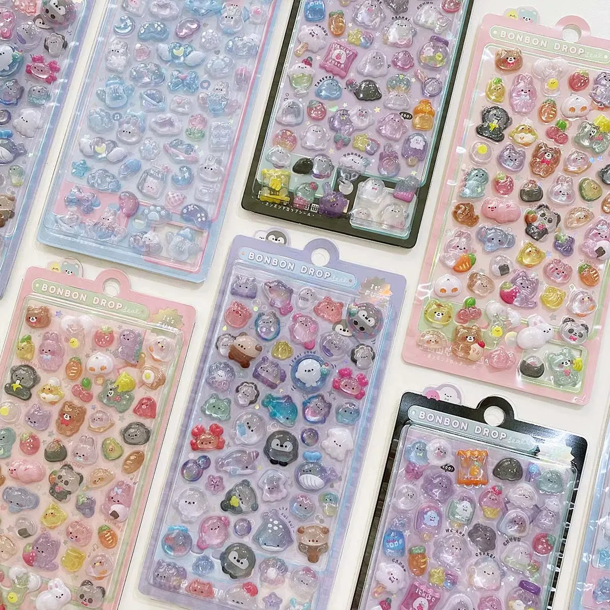 1 pc 3D Relief Stickers Scrapbooking Creative Candy Ghost Rabbit Drop Diy Diary Stationery Sticker Decor Cute Aesthetic Stickers ALPENZO