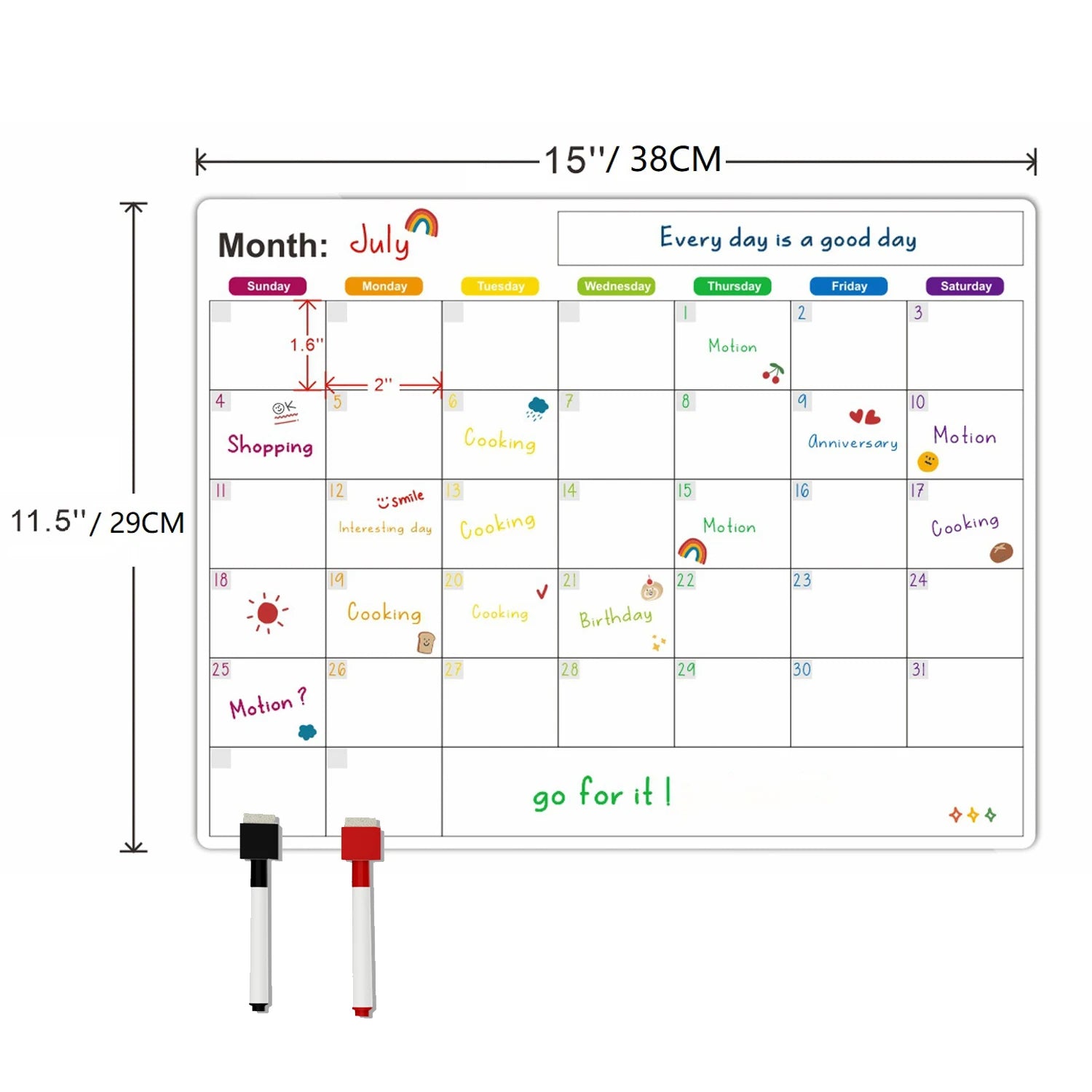 Magnetic Calendar For Fridge Monthly Weekly Planner Calendar Table Dry Erase Whiteboard With Pen Fridge Sticker Message Board ALPENZO