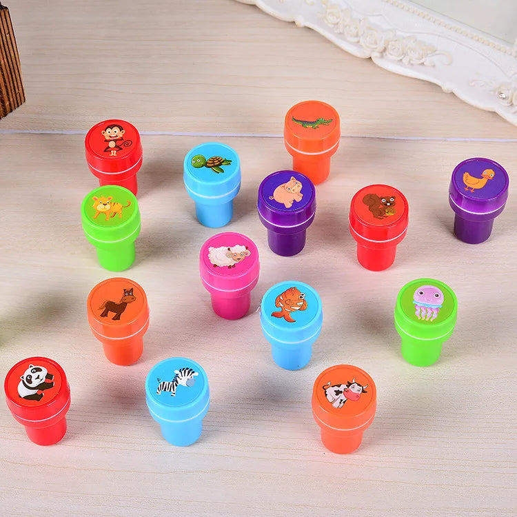 10pcs Assorted Stamps for Kids Self-ink Stamps Children Toy Stamps Smiley Face Seal Scrapbooking DIY Painting Photo Album Decor ALPENZO