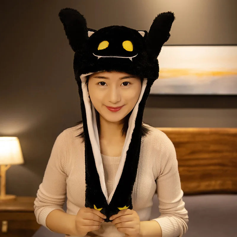 Cartoon Bunny Ear Move Hat Jumping up Toys Rabbit Girls Animal Plush Costume Cosplay Cap Kids Party for Adult Funny Anime Hat ALPENZO