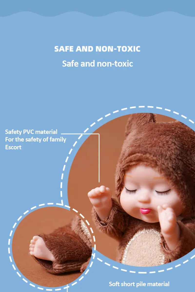 2Pcs Simulation Princess Dolls Toy Mini Cute Sleeping Baby Series Doll Cartoon Animal Toy For Kids Kawaii Dolls Girl's Gift ALPENZO