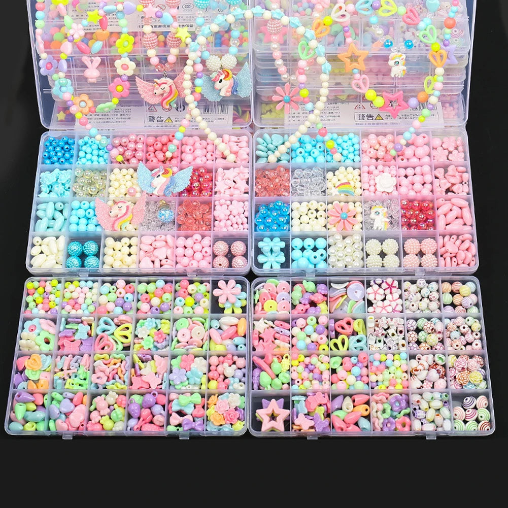 500pcs DIY Handmade Beaded Children's Toy Creative Loose Spacer Beads Crafts Making Bracelet Necklace Jewelry Kit Girl Toy Gift ALPENZO