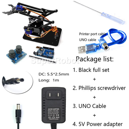 SG90 MG90S 4 Dof Unassembly Acrylic Mechanical Robot Manipulator Claw Kit For Arduino Robot Arm STEAM Kit Programming Robot Arm ALPENZO