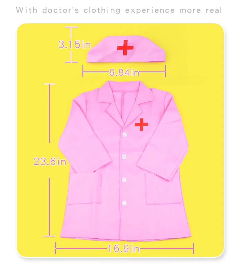 Doctor's clothes, long-sleeved nurse's children's performance clothes, family toys ALPENZO