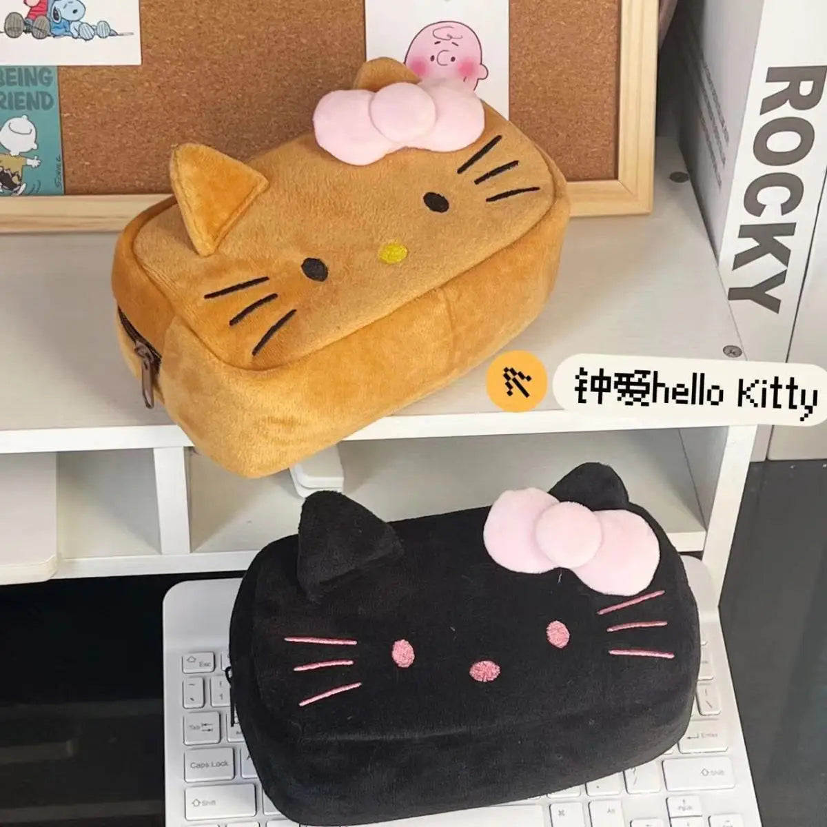 Japanese Cat Pen Bag Cute Printed Cartoon Plush Student Pen Bag Simple And Fashionable Multi Functional Large Capacity Storage ALPENZO