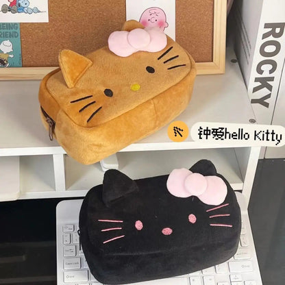 Japanese Cat Pen Bag Cute Printed Cartoon Plush Student Pen Bag Simple And Fashionable Multi Functional Large Capacity Storage ALPENZO