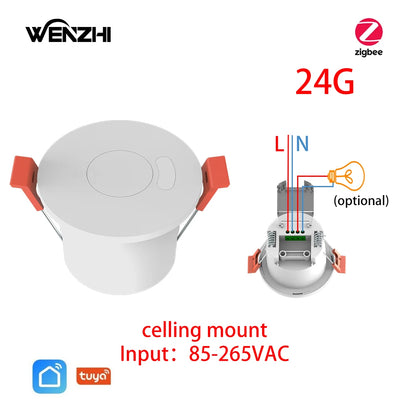 ZigBee 24G MmWave Radar Human Body Presence Motion Sensor For Light Switch Luminosity Detection 110/220V Tuya Smart Life Home - ALPENZO