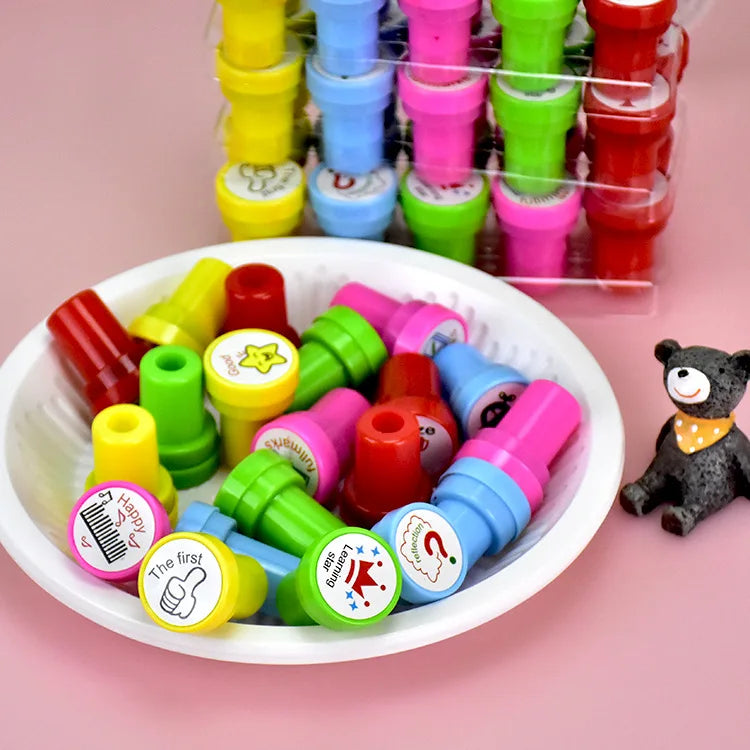 10pcs Assorted Stamps for Kids Self-ink Stamps Children Toy Stamps Smiley Face Seal Scrapbooking DIY Painting Photo Album Decor ALPENZO
