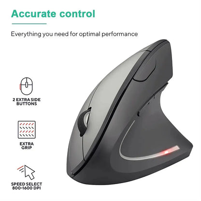 Vertical Mouse Ergonomic 2.4GHz Wireless Optical Mice 3 Adjustable DPI 800/1200/1600 6 Buttons for Laptop PC Computer Desktop - ALPENZO