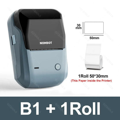 NIIMBOT B1 Portable Thermal Printer With Tapes 2 Inch Adhesive Label Machine Mini Bluetooth Sticker Maker Waterproof Labels Roll - ALPENZO