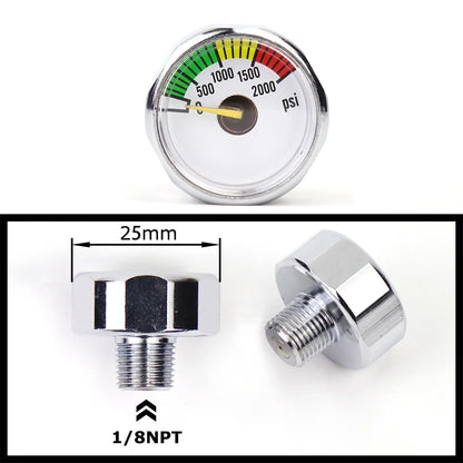 Air Mini Micro Pressure Gauge Manometre Manometer | Thread 1/8BSP(G1/8) 1/8NPT M10 M8 | 30PSI 300PSI 5000PSI 6000PSI 350BAR