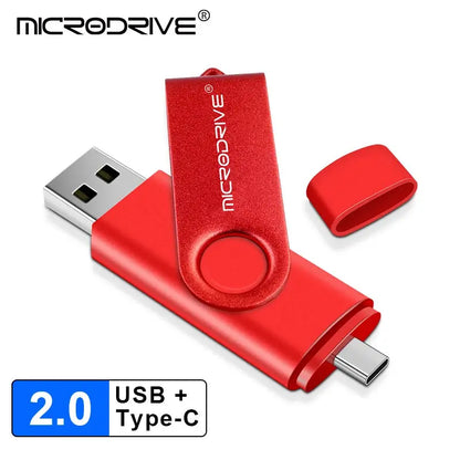 Metal USB Flash Drive 128GB 64GB 32GB High Speed 16GB 8GB Pen Drive Smart Phone  OTG  2 IN 1 Memoria Usb Stick Type C Usb 2.0 - ALPENZO