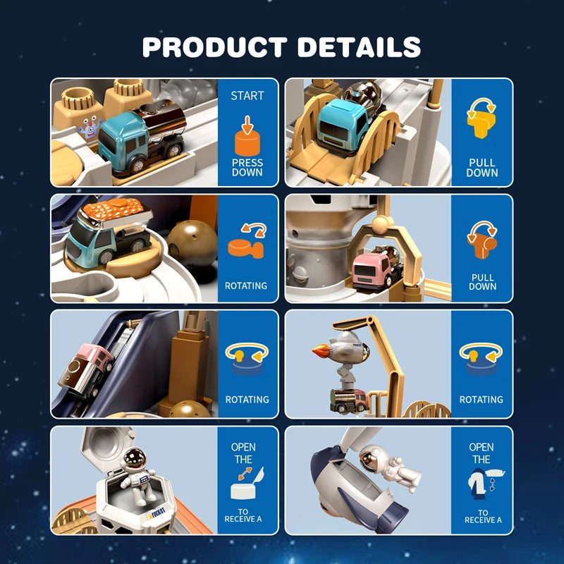 Racing Rail Car Model Space Aerospace Animals Educational Toys Children Train Track Adventure Brain Mechanical Interactive Game ALPENZO