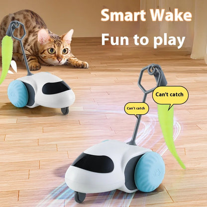 Smart Interactive Cat Toy Car Auto-Running Pet Vehicle with Obstacle Detection Durable for Indoor Cats Play - ALPENZO