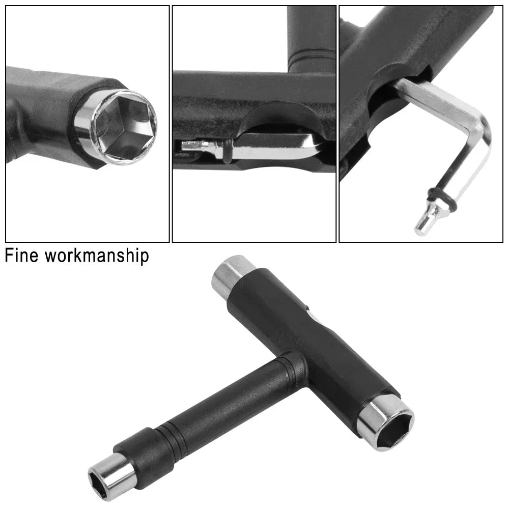 T Shape Wrench Skateboard Professional T Type Allen Key Black Longboard Skateboard Tools Board Roller Skate Wrench Tools Parts
