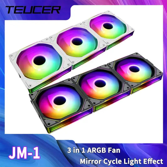 TEUCER JM-1 Computer Case Fan ARGB Mirror Cycle Light Effect 120mm 4Pin PWM PC Cooling Fan Low Noise Water Cooling Ventilador - ALPENZO