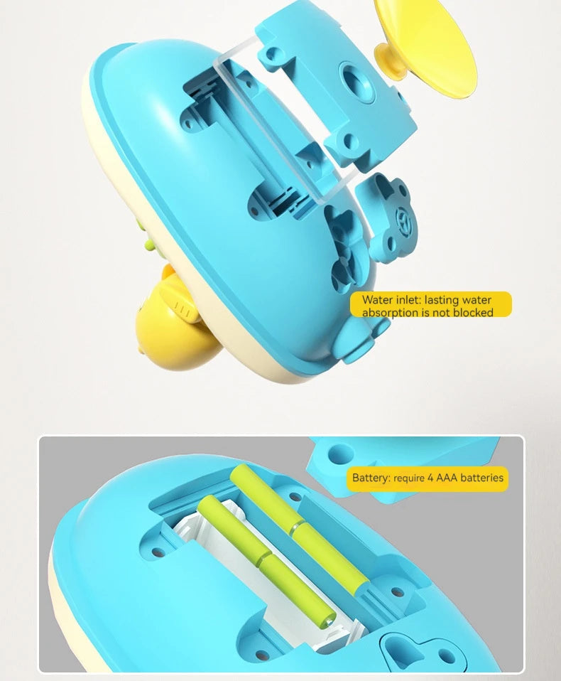 Cute Duck Bathtub Boat Toy with 3 Emotional Ducks Automatic Water Spray Toys for Toddlers, Sensory Interactive Baby Shower Gift ALPENZO