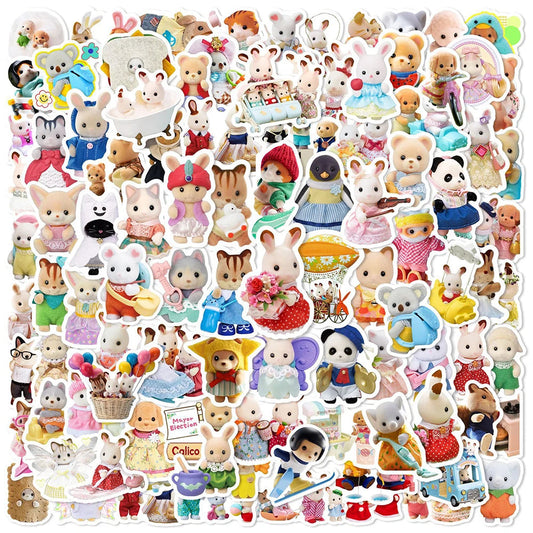 10/30/50/100pcs Cute Cartoon Sylvanian Families Stickers Kawaii Girls Kids Anime Decals Toys DIY Laptop Phone Waterproof Sticker ALPENZO