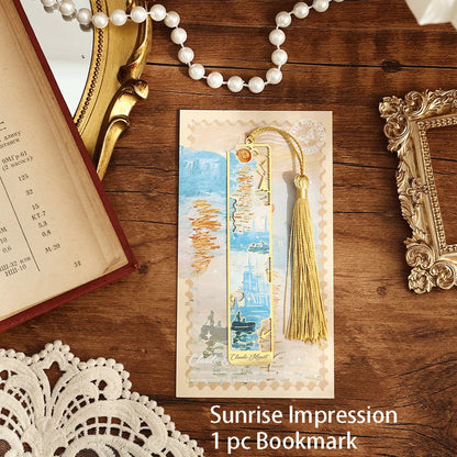 1 pc Retro Floral Painting Metal Bookmark Hollow Bronzing Bookmark With Tassel For Book Club Reader Writers Book Lovers Students ALPENZO