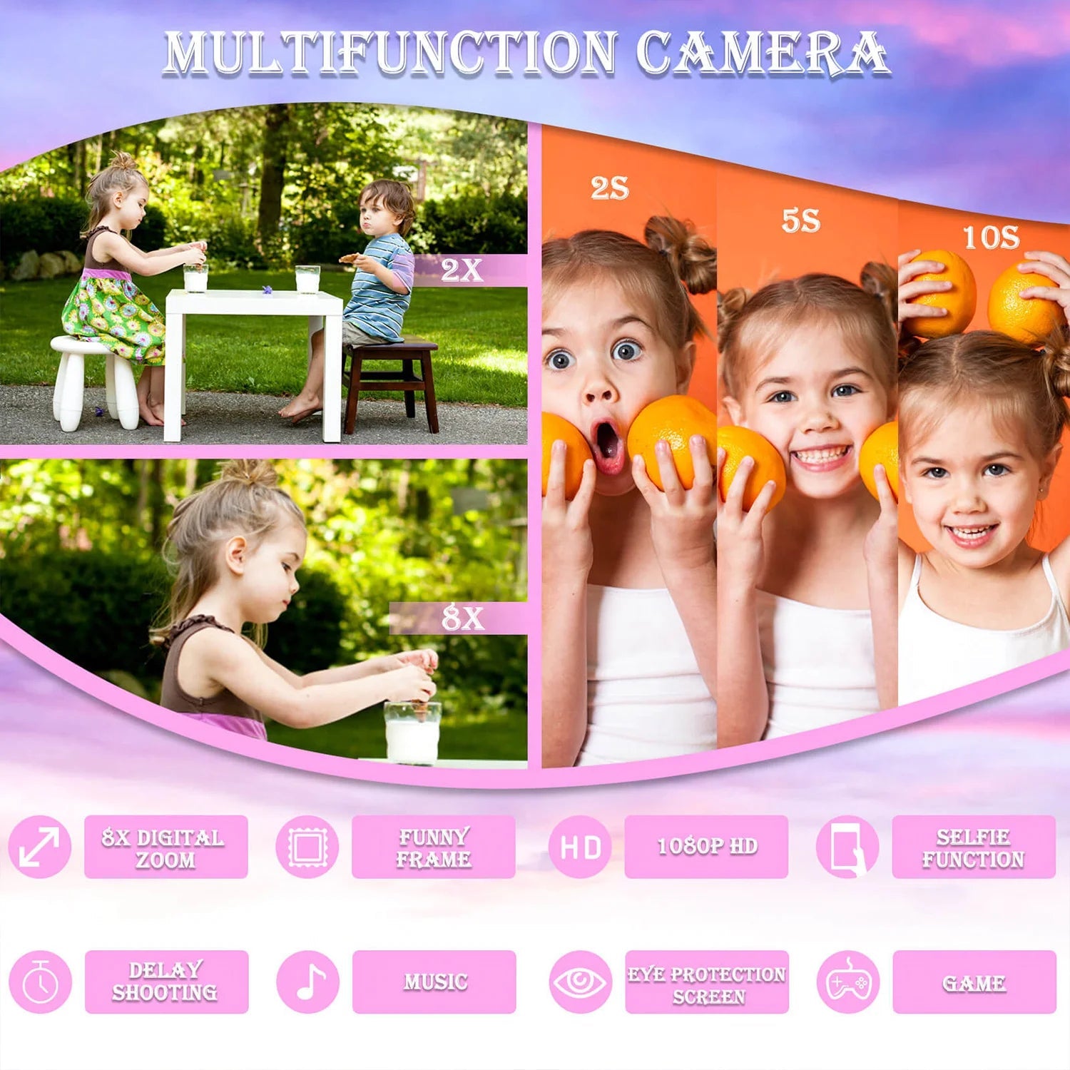 Kdis Camera Toys 1080P HD 2inch Screen Cat Mini Digital Camera for Girls Boys Children Chirtmas Birthday Gift Toys ALPENZO