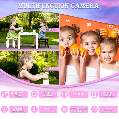 Kdis Camera Toys 1080P HD 2inch Screen Cat Mini Digital Camera for Girls Boys Children Chirtmas Birthday Gift Toys ALPENZO