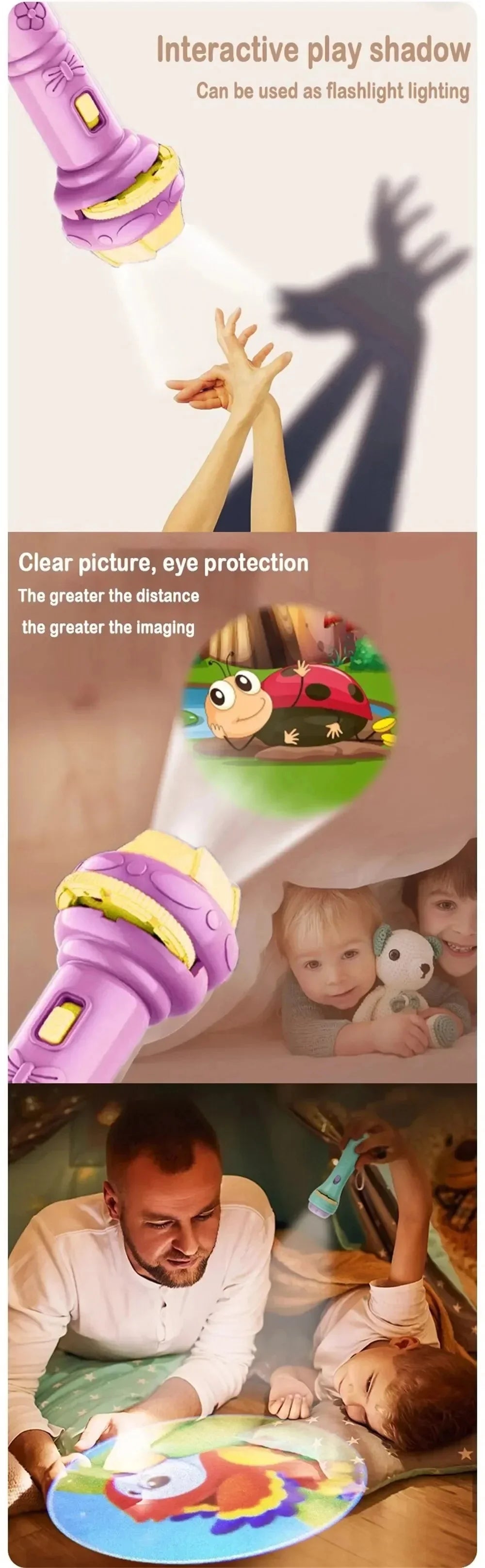 10Pcs Cards Cartoon Projection Flashlight Patterns Creative Children Flashlight Toy Projector Baby Toys Bedtime Story Book Toy ALPENZO