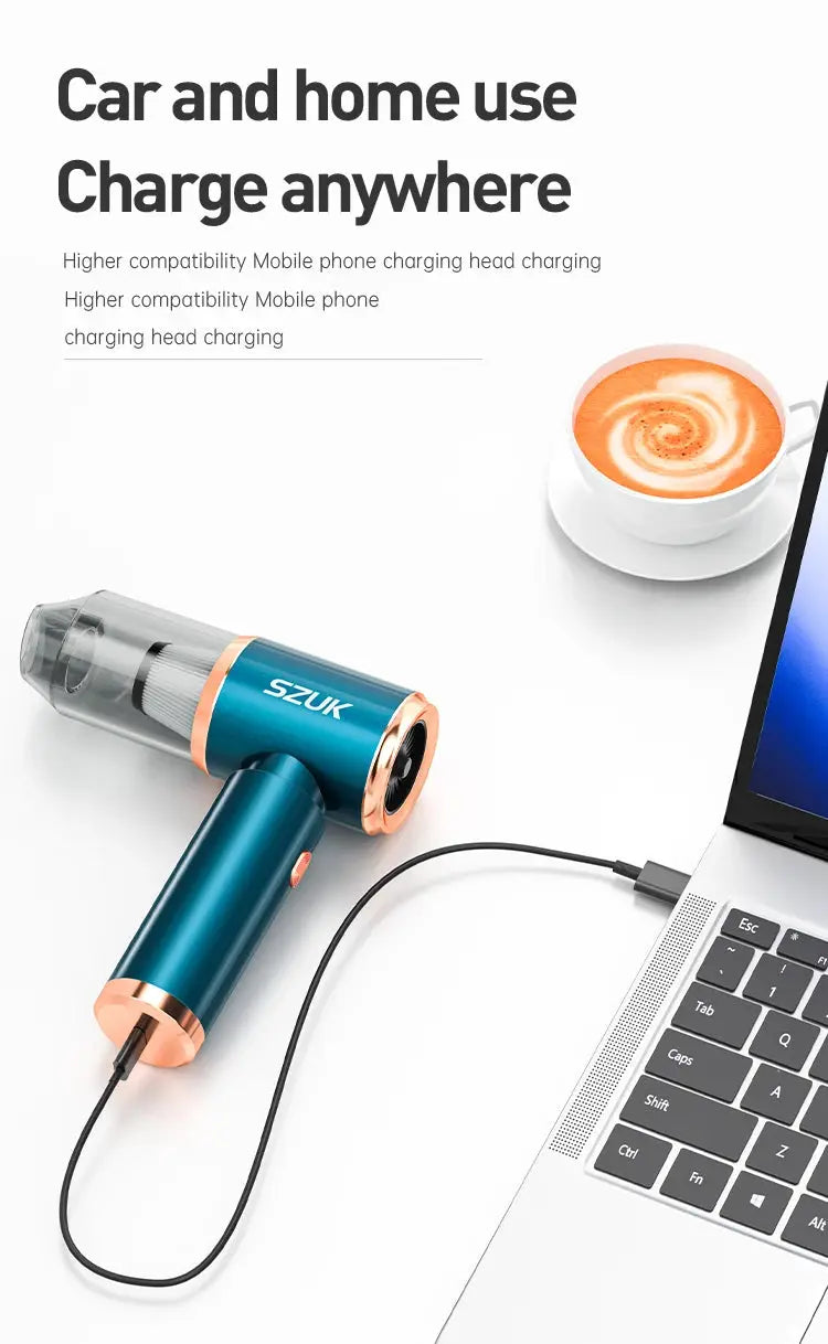 SZUK Mini Car Vacuum Cleaner Wireless Powerful Portable Cleaning Machine Handheld for Car Blow 2 In 1 Home Appliances - ALPENZO