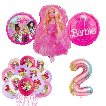 Barbie Birthday Party Supplies Pink Girl Disposable Tableware Banner Cupcake Topper Background Princess Balloons Gift Bag ALPENZO