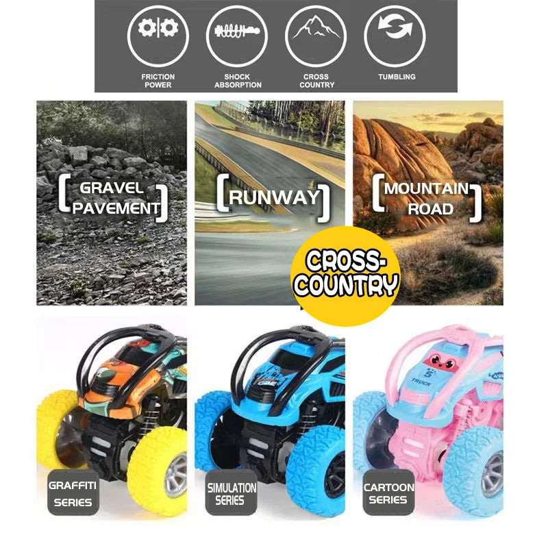 Inertial Off-Road Vehicle Toy Super Fall Resistant Climbing Car Model Car Children's Four-Wheel Drive Toy 360 Degree Rotation ALPENZO