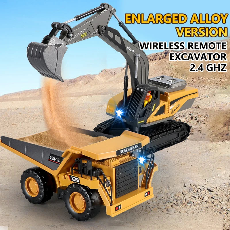 RC Excavator Dumper Car 2.4G Remote Control Engineering Vehicle Crawler Truck Bulldozer Toys for Boys Kids Christmas Gifts ALPENZO