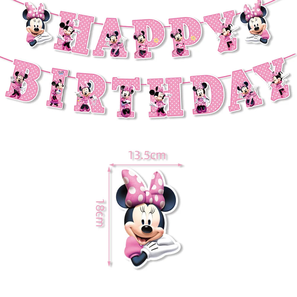 Minnie Mouse Party Decoration Disposable Tableware Minnie Cup Plate Balloon For Girls Baby Bath Birthday Party Supplies ALPENZO
