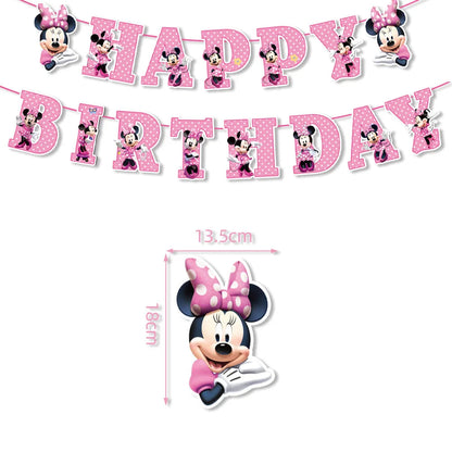 Minnie Mouse Party Decoration Disposable Tableware Minnie Cup Plate Balloon For Girls Baby Bath Birthday Party Supplies ALPENZO