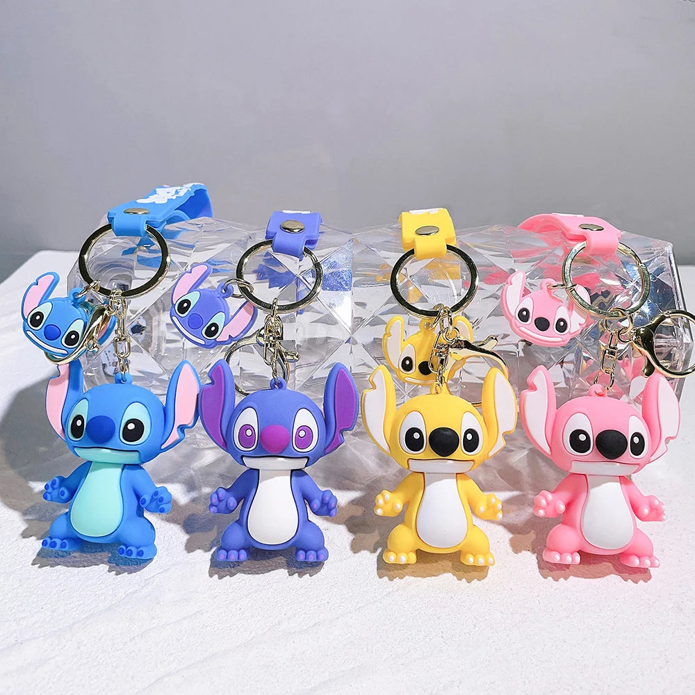 Lilo & Stitch Toys Keychian Anime Stitch Pendant Keychain Sweet Pink Angel Keychians Women Car Keyring Girl Birthday Gift ALPENZO
